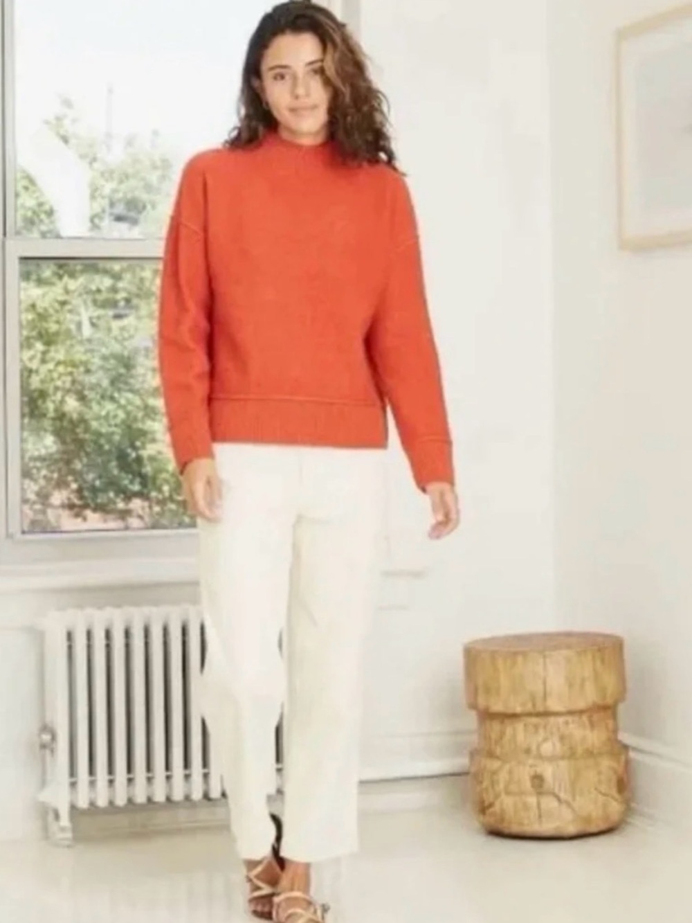 Universal Thread Rust Orange Mock Neck Sweater Oversized Ribbed Knit Small